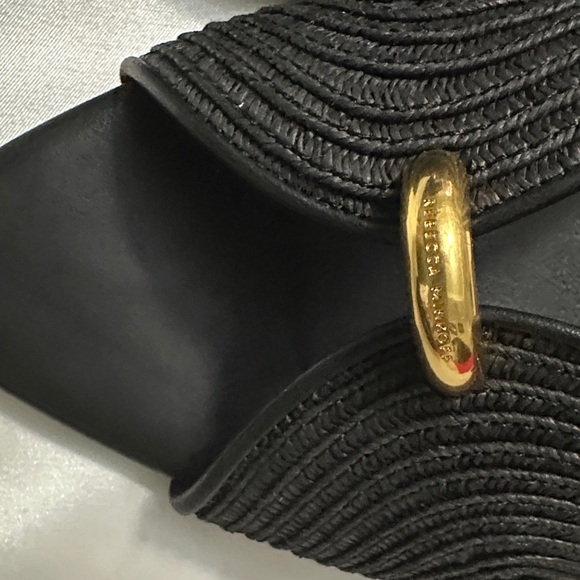 Rebecca Minkoff Black Pointed Slip-On Mules with Gold Accent - Picture 3 of 8